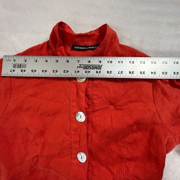 Tancredi & Morgen Womens Red Mandarin Collar Button-Front Jacket with Pockets - Picture 6 of 8